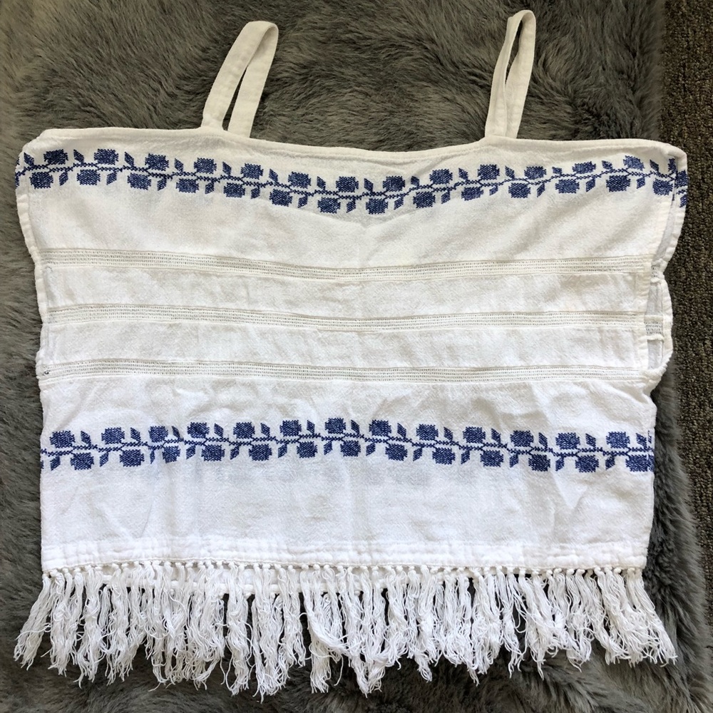 White Top with Blue Floral